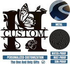 Personalized Custom Letter Name metal Signs,Custom Black Letter Monogram Wall Art Decor,Metal Signs Plaques Outdoor wall Decorative Signage (H)