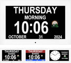 Memwake Digital Alarm Clock, Multiple Alarm Functions, Clock with Date and Day, Digital Alarm and Electronic Calendar for Seniors (White, 7 inch) (10-inch White)
