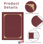 HAUTOCO 50 Packs Certificate Holders, Burgundy Diploma Holders, Document Award Covers Certificate Folders with Gold Foil Border for 8.5x11 Letter Size