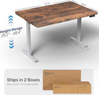 VIVO Electric 48 x 30 in Rustic Standing Desk, Memory Height Adjustment, 1B Series, Holds 220 lbs, One-Piece Vintage Brown Top, Gray Frame, DESK-KIT-1G5N