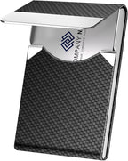 DMFLY Business Card Holder, Metal Slim Business Card Case, Pocket Card Holder for Women or Men, PU Leather Business Card Holder Case RFID Blocking Name Card Holder with Magnetic Closure, Black Carbon | Slim, Business Card Case, Pocket Card Holder, RFID...