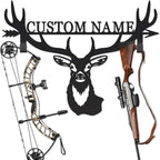 Personalized Deer Hunter Metal Wall Mount & Bow Rack, Custom Deer Hunting Gifts,Outdoor Hunting Decor, Cabin Wall Art, Hunting Room Decor, Lodge Wall Decor, Deer Hunting Accessories