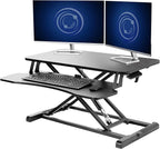 VIVO 32 inch Desk Converter, K Series, Height Adjustable Sit to Stand Riser, Dual Monitor and Laptop Workstation with Wide Keyboard Tray, Black, DESK-V000K