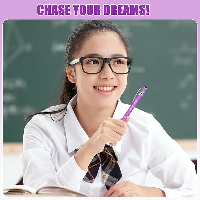 Luxeviss 50 Pcs Inspirational Pens Bulk - Motivational Ink Ballpoint Pen with Quotes Stylus Tip Nurse Gifts for School Coworkers Office Supplies Black Ink