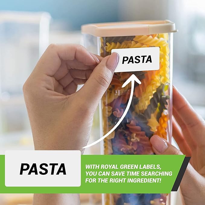 Green Sticker Label Rolls 1.57" x 0.75", 5 Rolls- 2500-Pack, Rectangular Easy Write Labels 40mmx19mm by Royal Green