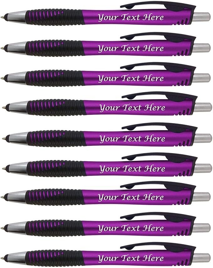 Personalized Stylus Pens with Your Custom Logo or Text-250 Pack Bulk-for Businesses, Parties, and Events, 2 in 1 Capacitive Stylus & Ballpoint Pen Compatible with Most Touchscreen Devices, Purple