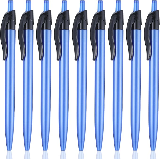 Retractable Blue Ballpoint Pen for Smooth Writing 1.0mm Medium Pack of 50, Click pens with Comfort grip, Idea for Journaling, Planner, Note Taking Office School Supplies