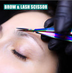 Cross Edge Spring Scissors 5 Inch straight Stainless Steel Precision Eyebrow & Eyelash Shaping & Trimming Scissor, Snips Squeeze, Embroidery, Knitting Micro Tip Craft Scissors (Rose Gold)