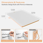 Desktop Glass Whiteboard with Reversible Wood Stand, Small White Board, Mini Dry Erase Whiteboard Easel for Desk, Reusable Desk Notepad 9.5"x6.7" for Home, Office, Accessories Included, Yeoux