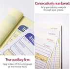 XKDOUS 5 Pack Invoice Receipt Book, 2-Part Carbonless, 5-9/16" x 8-7/16" Invoice Book for Small Business, 50 Sets per Book