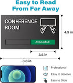 Conference Room Door Signs for Office, Meeting In Progress Door Sign, In Use Available Slider Indicator Tells Whether Room Vacant Or Occupied
