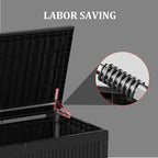 TARKARI 150 Gallon Lockable Resin Deck Box, Waterproof & UV-Resistant Outdoor Storage Box for Outdoor Cushion Storage, Garden Tools & Pool Accessories Storage, Black