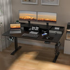 ExaDesk 63 x 30 Inch Electric Standing Desk with 2 Drawers, Adjustable Height Widened Stand Up Desk with Storage, Sit to Stand Ergonomic Workstation for Home Office, Classic Black