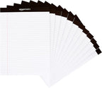 Amazon Basics Wide Ruled Lined Writing Note Pads, 8.5 inch x 11.75 inch, White, 12 Count (12 Pack of 50)