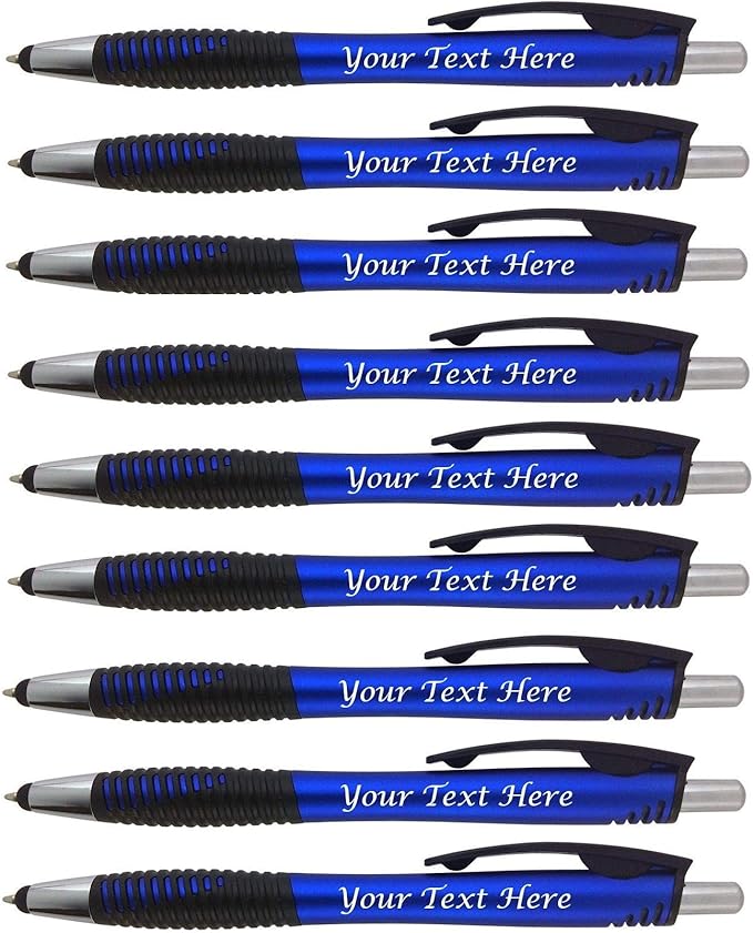 Personalized Pens with Your Custom Logo or Text-250 Pack Bulk-for Businesses, Parties, and Events, 2 in 1 Capacitive Stylus & Ballpoint Pen Compatible with Most Touchscreen Devices, Blue