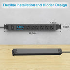 HHSOET Metal 360° Rotating Mountable Power Strip, 8 Outlet Gaming Table Mounted Long Power Strip, Heavy Duty Wall Mount Surge Protector with Switch, 15A 125V 1875W, 3ft Power Cord.(Black)