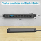 HHSOET Metal 360° Rotating Mountable Power Strip, 8 Outlet Gaming Table Mounted Long Power Strip, Heavy Duty Wall Mount Surge Protector with Switch, 15A 125V 1875W, 6ft Power Cord.(Black)
