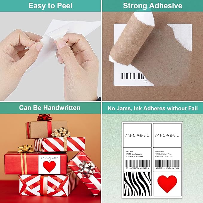 MFLABEL 3-1/3" x 4" Shipping Address Sticker, FBA Labels, 6-UP Sticker Label, White Shipping Label, Easy to Peel, Address Paper for Laser/Ink Jet Printer, 6 Per Page (54000 Labels, 9000 Sheets)