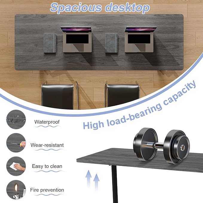 Conference Table Flip Top Mobile Conference Room Tables,Folding Conference Table with Wheels,Large Meeting Training Seminar Table Saving Space for Office Classroom(4C,61'')