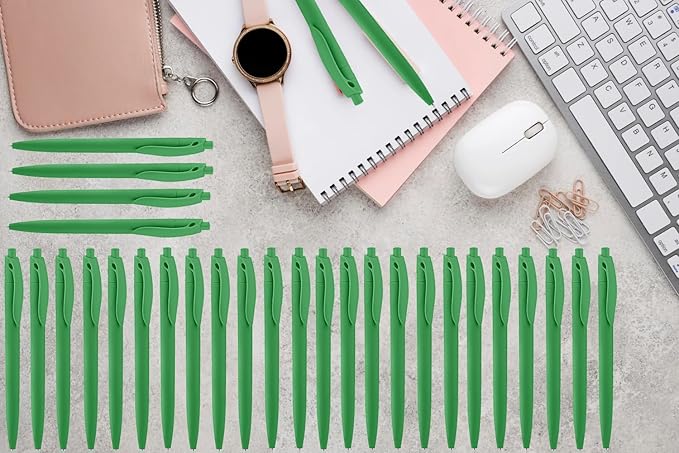 Aozora Pens Bulk 30 Pack Click Pens No Bleed Wholesale Retractable Ballpoint Pens Medium Point,Smooth Ink Pens for Journaling School Office Supplies 1.0MM (Green Ink)