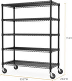 M MZG Garage Shelving 5 Tier Industrial Metal Shelving Units for Commercial, Basement, Pantry, Warehouse, School, Black Heavy Duty Easy Assembly 23.6" D x 53.2" W x 73.6" H
