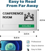 Conference Room Door Signs for Office, Meeting In Progress Door Sign, In Use Available Slider Indicator Tells Whether Room Vacant Or Occupied