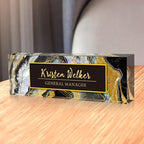 Personalized Name Plate, Custom Office Decor - Acrylic Desk Accessory, Office Gifts for Employees (Black Coast)