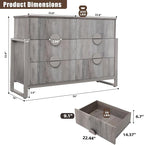 LGHM Fluted Dresser for Bedroom with 6 Drawers, Modern 6 Drawers Dressers with Semicylinder Fluted, Solid Chest of Drawers, 50" W Dresser with Bold Steel Frame, Metal Handles, Gray