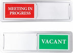 Meeting in Progress or Vacant Door Sign, Sliding Status Indicator Sign for Office, Conference Room, Home, Hospital, Hotel – Magnetic Adhesive Acrylic Privacy Signs