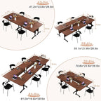 Conference Table Flip Top Mobile Conference Room Tables,Folding Conference Table with Wheels,Large Meeting Training Seminar Table Saving Space for Office Classroom(8D,61'')