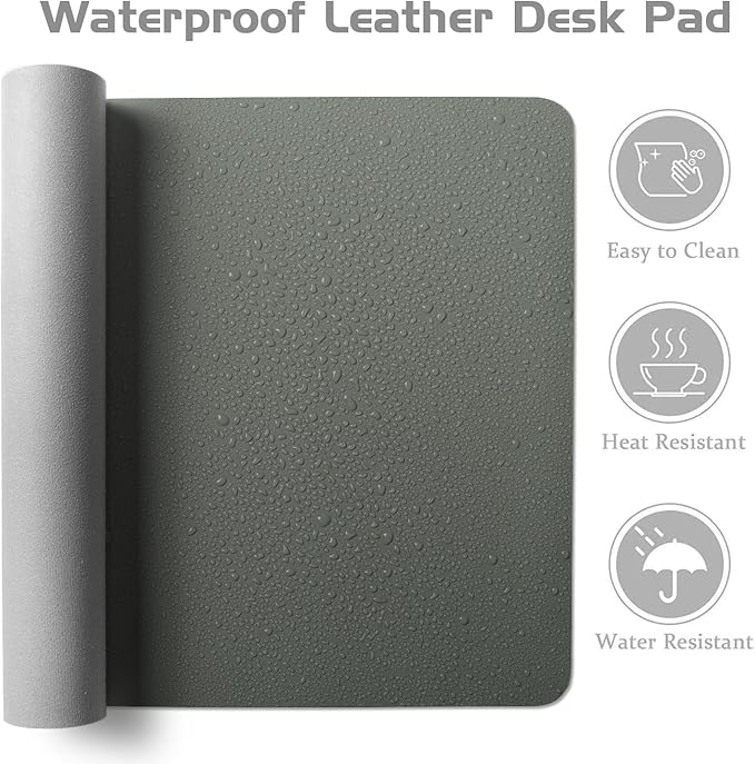 Aothia Leather Desk Pad Protector, Office Desk Mat, Large Mouse Pad, Laptop Desk Pad, Non-Slip PU Leather Desk Blotter, Waterproof Desk Writing Pad for Office and Home (Jungle Green, 55" x 24")