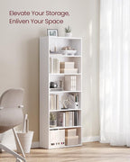 VASAGLE CUSTOS Collection - Bookshelf, 6-Tier Bookcase, Book Shelf, Open Storage Shelf, 9.4 x 23.6 x 63.3 Inches, for Living Room, Home Office, Dinning Room, Cloud White ULBC166T14