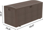 Decksplore 180 Gallon Pro Outdoor Storage Box Waterproof Lockable Resin Deck Box Large, Patio Storage Bin for Pool Accessories Cushion Furniture, Garden Tools, UV-Resistant Outside Delivery Brown