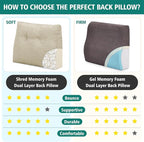 TANYOO Back Support Pillow for Recliner Soft Dual Layer Lumbar Support Pillow with Shredded Memory Foam Ergonomic Orthopedic Couch Lumbar Cushions for Elderly Lower Back Pain Relief Khaki