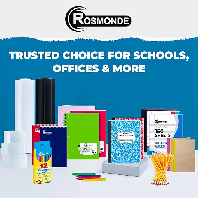 Rosmonde 12 Pack Bulk Composition Notebooks College Ruled, 200 Pages (100 Sheets), 9-3/4 x 7-1/2, Hard Cover College Ruled Notebooks, Assorted Colors Composition Notebook For School, Colors May Repeat