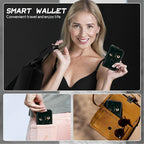 BWEGRHE Cute Credit Card Holder with Zipper, Black Cat Glitter RFID-Blocking Card Case Small Wallet for Women Men, Multi-slot Card Organizer Case Travel Accordion Wallet