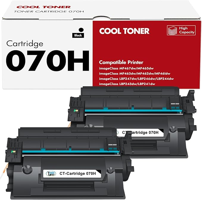 070H 070 Black Toner Cartridge 2 Packs CRG-070H 070H 070 Toner Compatible for Canon 070 070H CRG070 CRG-070 CRG070H CRG-070H Toner Cartridge for Canon imageCLASS MF465 MF462 LBP247 LBP246 Printer Ink
