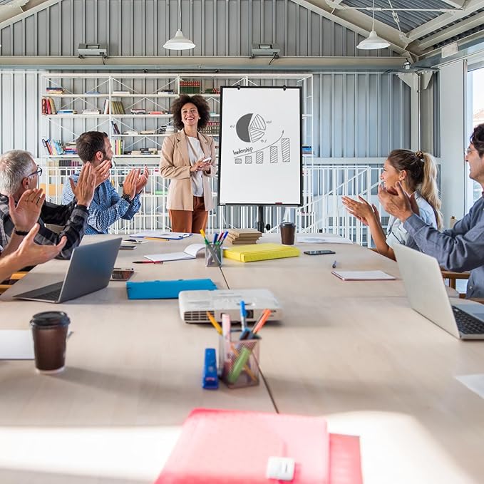 Mobile Whiteboard, 36” x 24” Magnetic Portable White Board on Wheels, Height Adjustable Standing Dry Erase Board with Stand, Easel Style Rolling Whiteboard for Classroom, Office, Teacher, Home