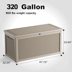 EasyUp 320 Gallon Deck Boxes Waterproof, Outdoor Large Storage Boxes with Lids, Outside Resin Storage Box & Deck Boxes for Patio, Garden Use(Gray)