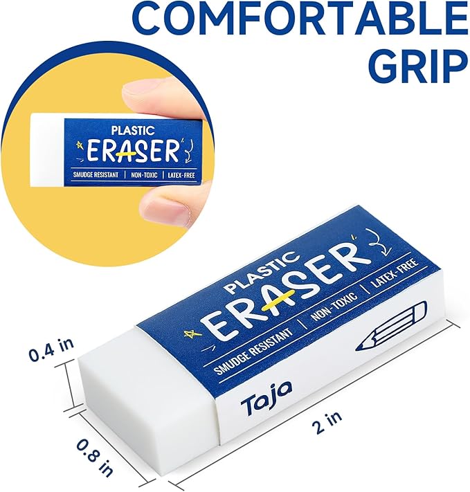 144 Pack White Erasers Bulk, Large Pencil Erasers for School, Classroom, Teacher, Homeschool, and Office Supplies