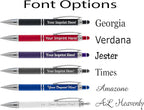 ExpressDesigns™ - Personalized Pens Gift Set - 2 Pack of Soft Touch Metal Pens w/gift box - Luxury Ballpoint Pen Custom Engraved with Name or Message (Black - Grey)