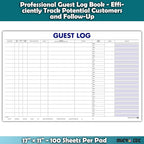 Guest Log Book for Automotive Dealerships – Customer Sign-in Tracking Log – 17" × 11" Visitor Registration Book – 100-Sheet Pad for Auto Service Centers, Repair Shops, Lead Management - 3 Pad