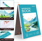 Hapikalor 5.5"x8.5"Watercolor Small Sketchbook for Kids, 30 Sheets (60 Pages) Spiral Bound, Water Color Paper, 140lb/300gsm Watercolor Paper, Watercolor Notebook, Watercolor Journal, Sketch Pad, Teal