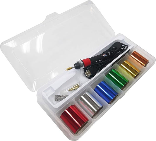 KINGTOOL Hot Foil Embossing Stamping Pen with 6 Rolls Hot Foil Papers, USB Powered (with 4 Nibs) (Black)