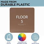 ADA CENTRAL SIGNS - 6" X6" Floor 5 Sign - ADA Compliant Tactile Graphics Grade 2 Braille Text Acrylic Wall Signs - Directional Assistance, Floor Number Safety Sign for Office, school Hospital, Apartment