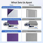 UNECHO 12 Pack 12" X 12" X 0.4" Acoustic Panels for Wall Sound Absorbing, Square Self-Adhesive Sound Panel, High Density Suitable for Multiple Scenarios(Violet)