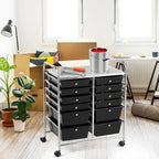 LDAILY 12 Drawer Rolling Storage Cart, Craft Cart Organizer on Wheels w/Metal Frame, Large Capacity & Smooth Drawer, Rolling Cart w/Drawers for Classroom, Office
