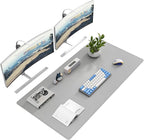 DAWNTREES Desk Mat Protector,PU Leather Desk Pad,Non Slip, Large Mouse Pad and Keyboard Mat, Waterproof Writing Pad for Office and Home (Light Gray,47.2''x23.6'')