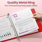 SUNEE 3 Ring Binder 2 Inch 1 Pack, Clear View Three Ring PVC-Free (Fit 8.5x11 Inches) for School or Office Supplies, Red