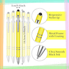 Zonon 38 Pieces Rubberized Ballpoint Pen with Stylus Tip Stylish Metal Pen Capacitive Styli with Soft Rubberized Grip, Black Ink for Most Devices(Yellow)
